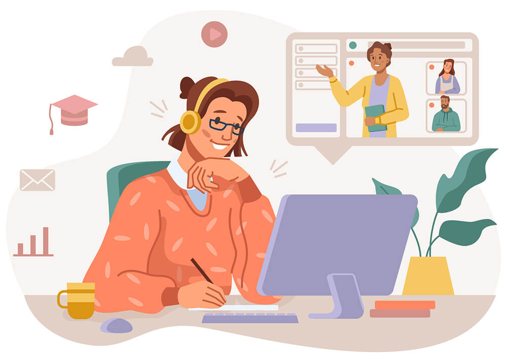 Illustration of online learning and education